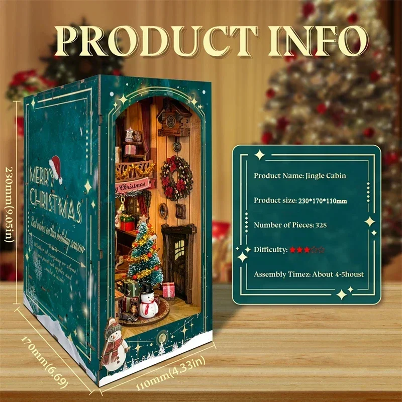 Diy Wooden Book Nook Kit Shelf Insert - Mutlu Noeller DIY Ahşap Kitap Köşesi