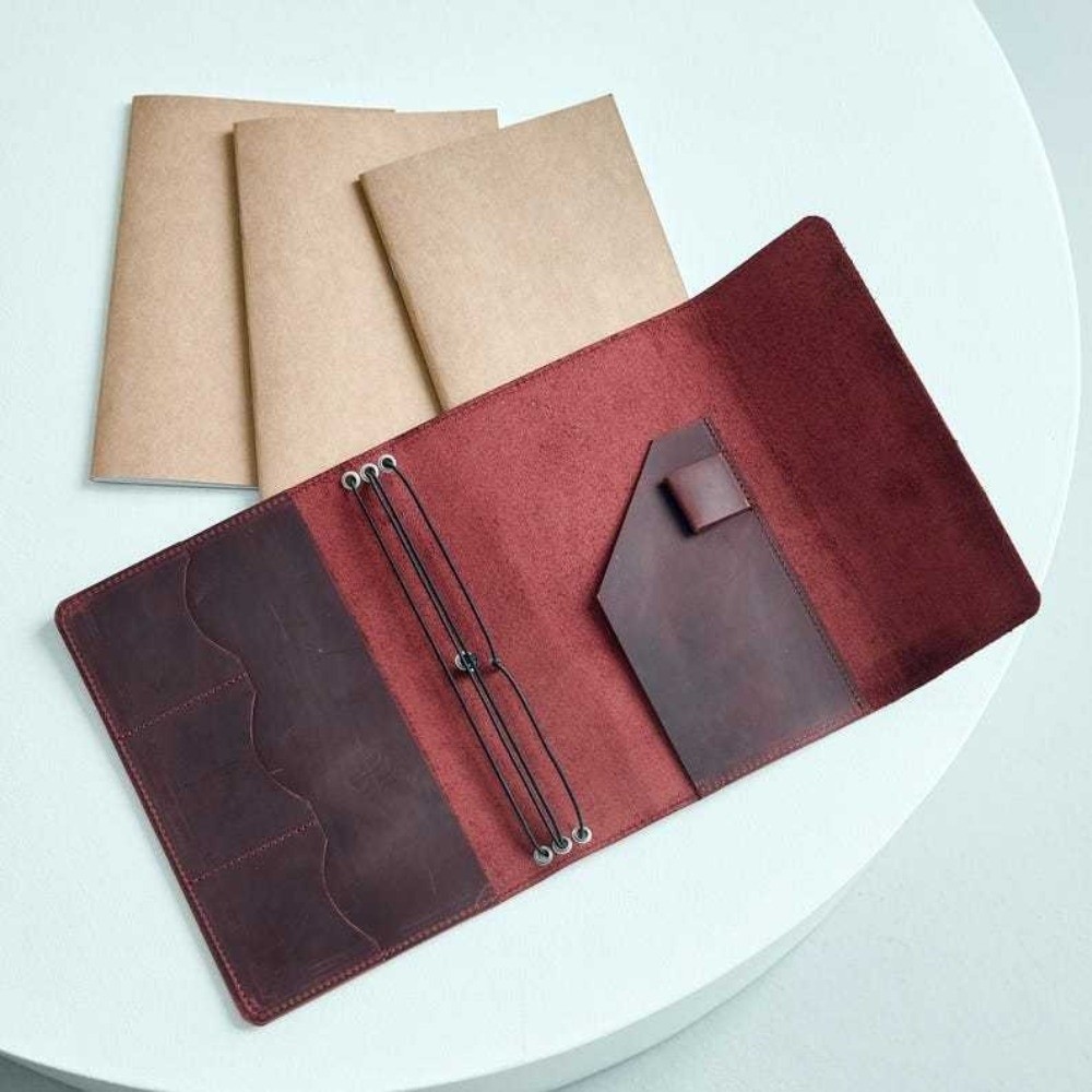 Vintage Leather Journal Notebook - Deri Kaplı, Yeniden Doldurulabilir, Çok Amaçlı,