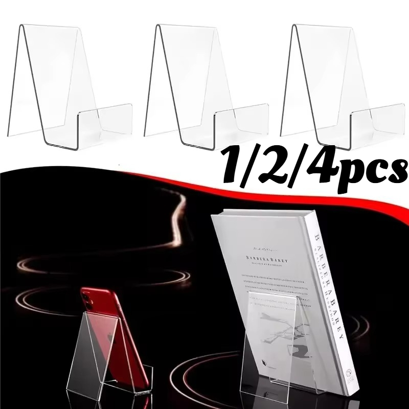 Clear Acrylic Book Stand Holder - 1/2/4 Adet Şeffaf Akrilik Kitap Standı