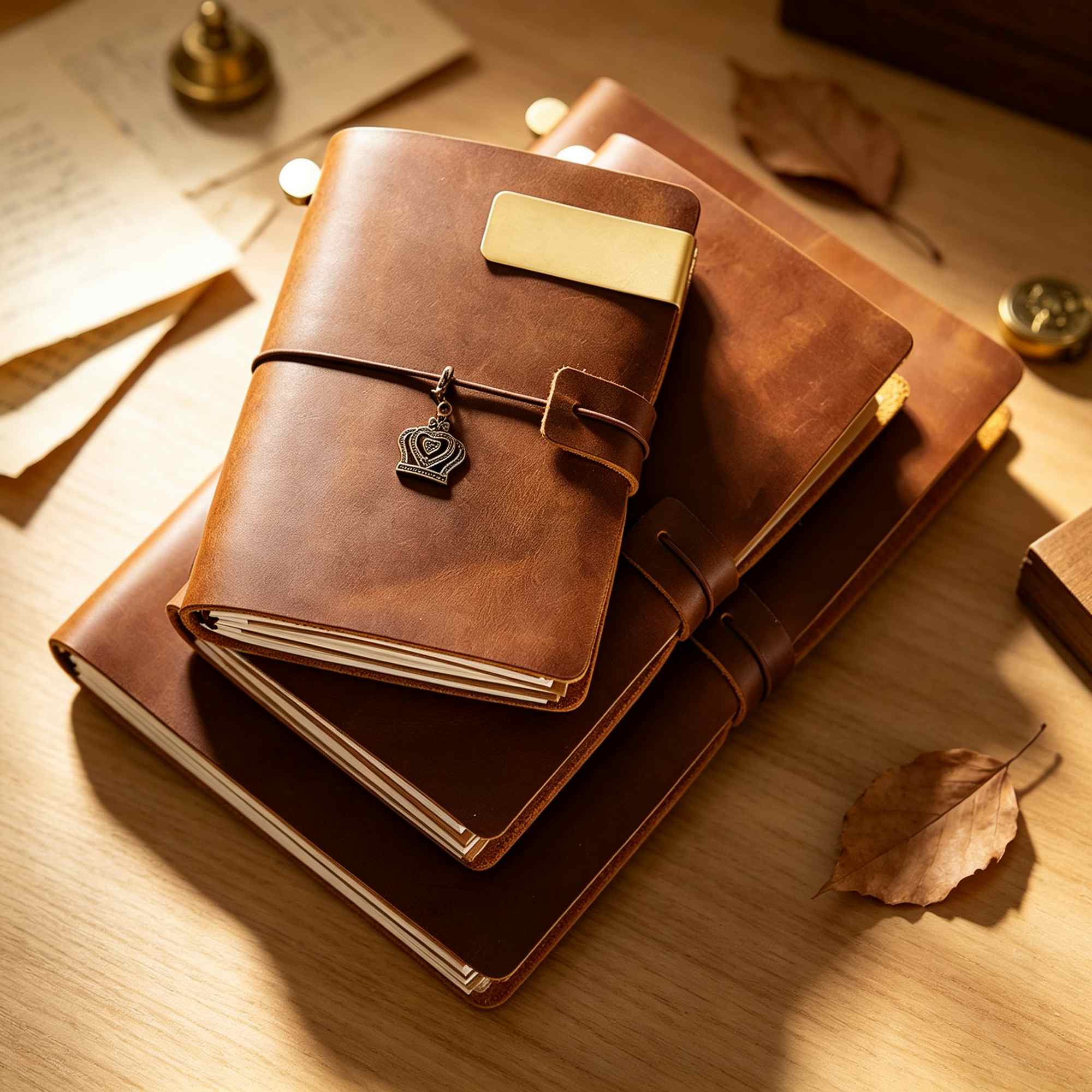 Vintage Leather Journal Notebook - Crazy Horse Deri Kaplı, Yeniden Doldurulabilir,