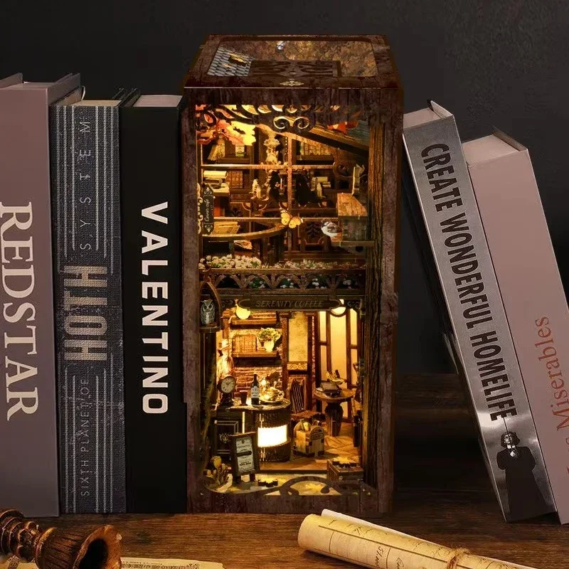 Serenity Kahve Evi Kitaplık Ev - Diy Wooden Book Nook Kit Shelf Insert incelemesi ve fiyatı